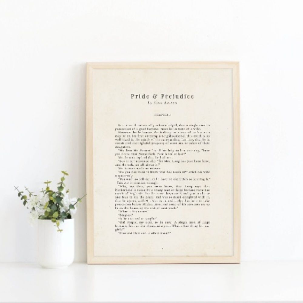 Pride and Prejudice Jane Austen Print